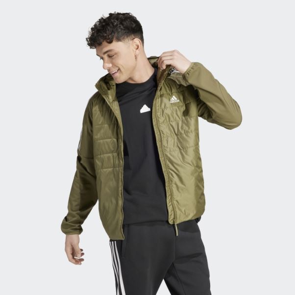 Veste Hybride à Capuche Isolée Adidas Essentials Olive