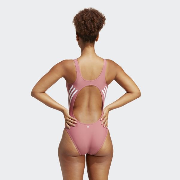 Adidas Maillot De Bain 3 Bandes Rose Mode