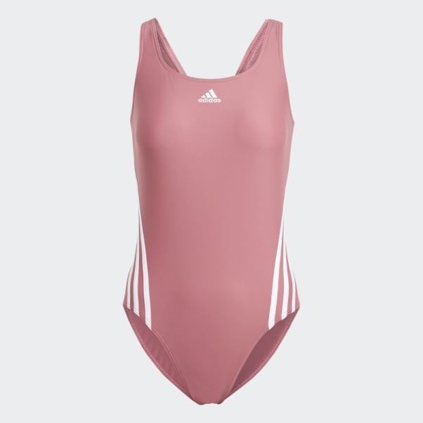 Adidas Maillot De Bain 3 Bandes Rose Mode