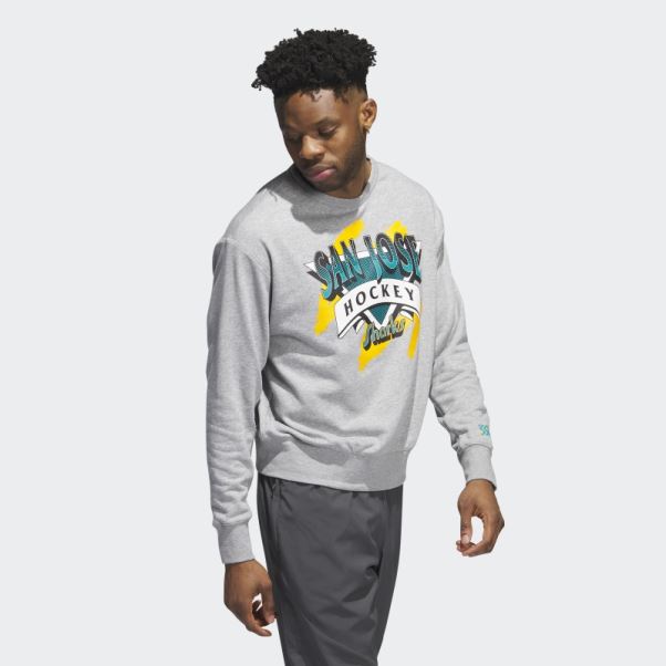 Sweat Adidas Gris Moyen Vintage Crew Sharks