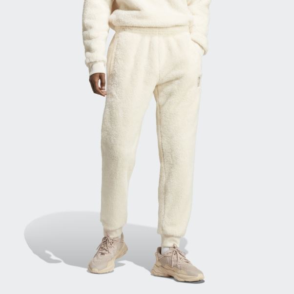 Pantalon De Survêtement Essentials+ Fluffy Fleece Blanc Adidas