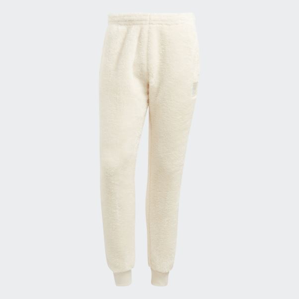 Pantalon De Survêtement Essentials+ Fluffy Fleece Blanc Adidas