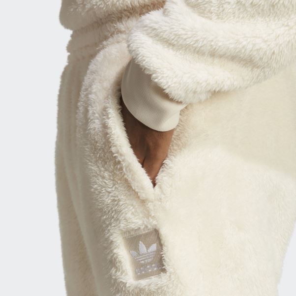 Pantalon De Survêtement Essentials+ Fluffy Fleece Blanc Adidas