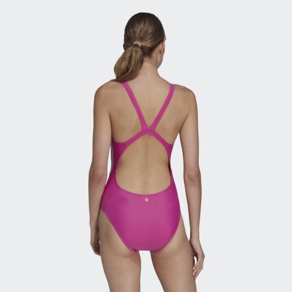 Maillot De Bain Mid 3 Bandes Adidas Fuchsia