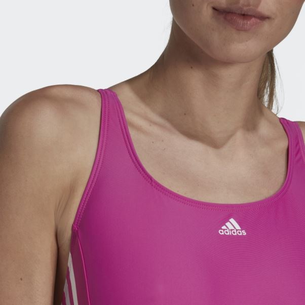 Maillot De Bain Mid 3 Bandes Adidas Fuchsia