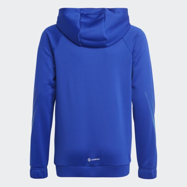 Sweat à Capuche Adidas Train Icones Aeroready 3 Bandes Bleu
