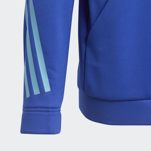 Sweat à Capuche Adidas Train Icones Aeroready 3 Bandes Bleu