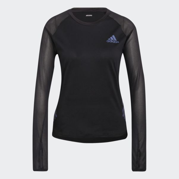 Adidas Parley Adizero T-shirt De Course à Manches Longues Noir