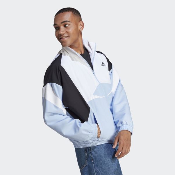 Adidas Bleu Aube Colorblock Veste De Survêtement