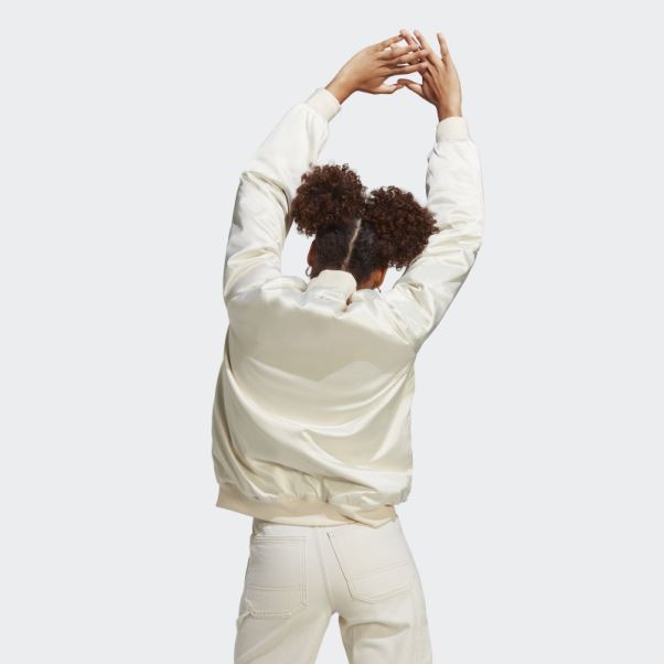 Veste Collégiale En Satin Adidas Blanc