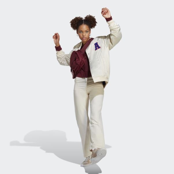 Veste Collégiale En Satin Adidas Blanc