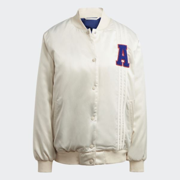 Veste Collégiale En Satin Adidas Blanc