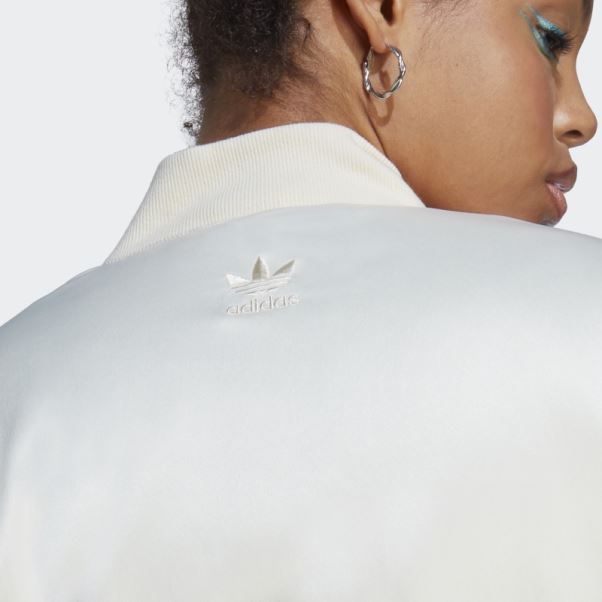 Veste Collégiale En Satin Adidas Blanc