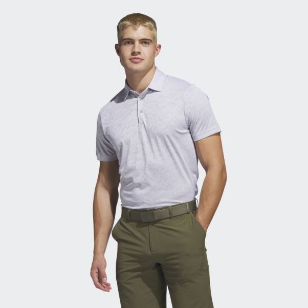 Polo De Golf En Jacquard Texturé Adidas Blanc