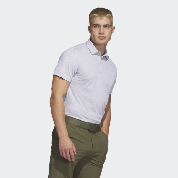 Polo De Golf En Jacquard Texturé Adidas Blanc