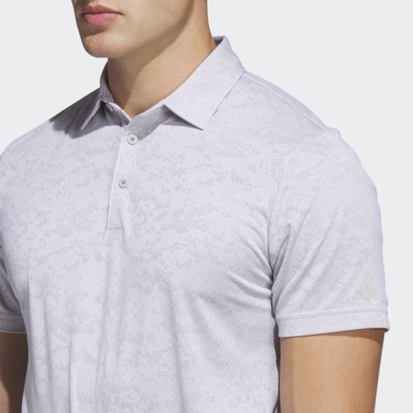 Polo De Golf En Jacquard Texturé Adidas Blanc
