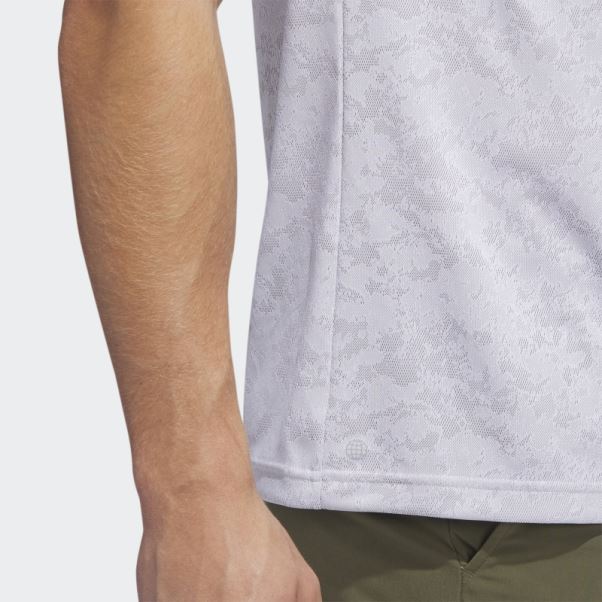 Polo De Golf En Jacquard Texturé Adidas Blanc