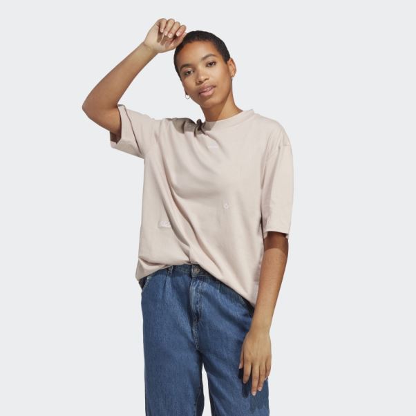 T-shirt Boyfriend Avec Graphismes Inspirés Des Cristaux De Guérison Adidas Taupe