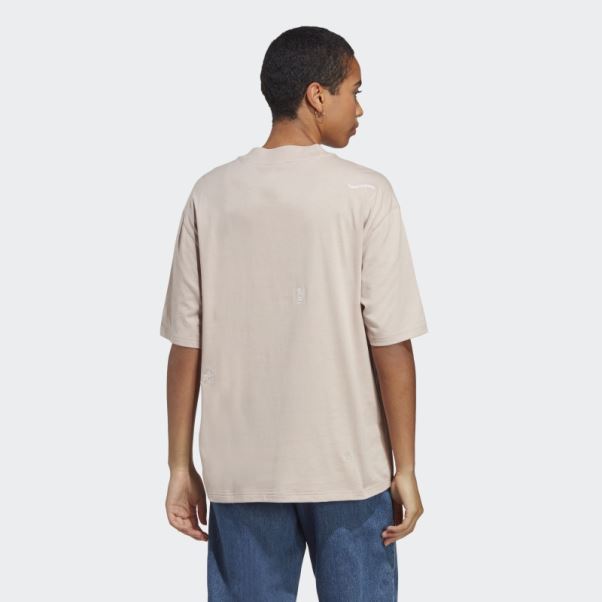 T-shirt Boyfriend Avec Graphismes Inspirés Des Cristaux De Guérison Adidas Taupe