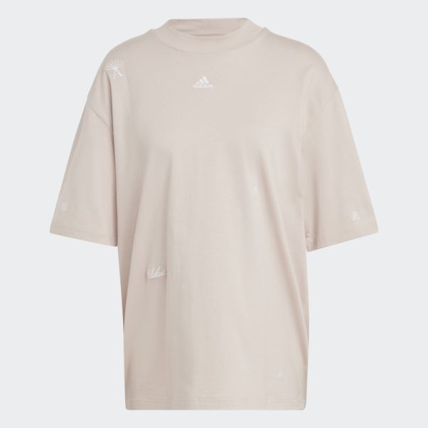 T-shirt Boyfriend Avec Graphismes Inspirés Des Cristaux De Guérison Adidas Taupe