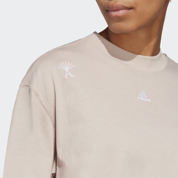 T-shirt Boyfriend Avec Graphismes Inspirés Des Cristaux De Guérison Adidas Taupe