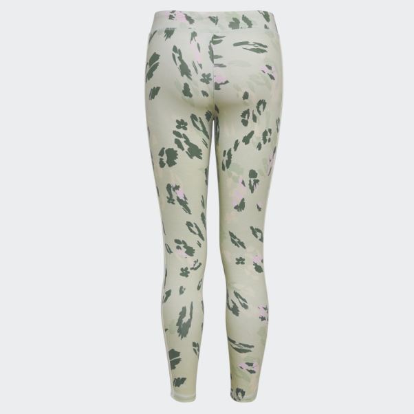 Collants Fleuris En Coton Imprimé Allover 3 Bandes (taille Allongée) Vert Adidas