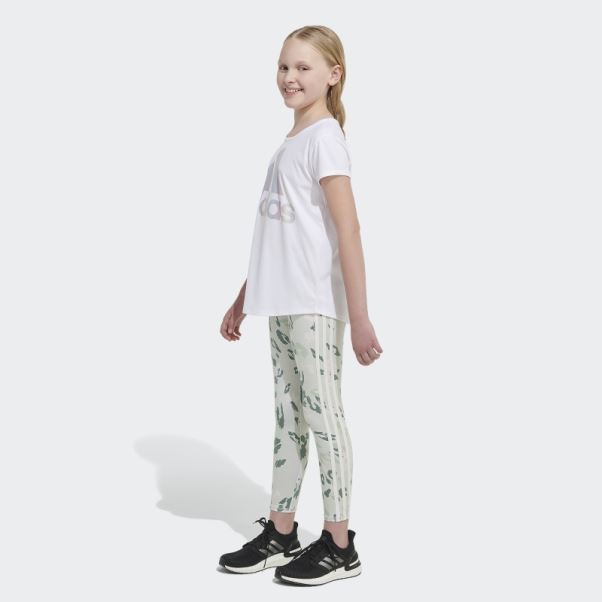 Collants Fleuris En Coton Imprimé Allover 3 Bandes (taille Allongée) Vert Adidas
