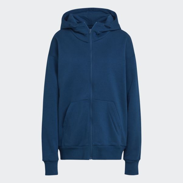 Adidas Studio Lounge Fleece Full-zip Hoodie Marine