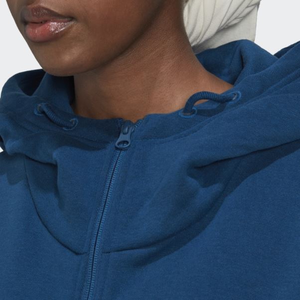 Adidas Studio Lounge Fleece Full-zip Hoodie Marine