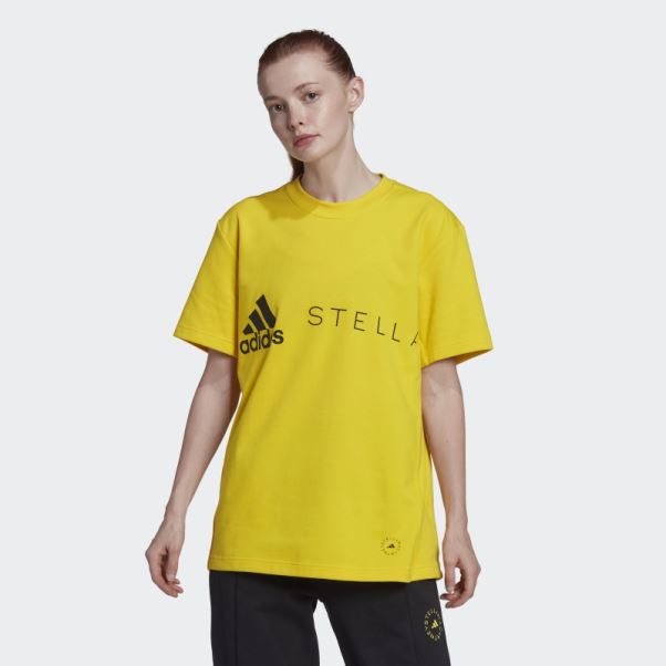 Adidas By Stella Mccartney Logo Tee Jaune Chaud