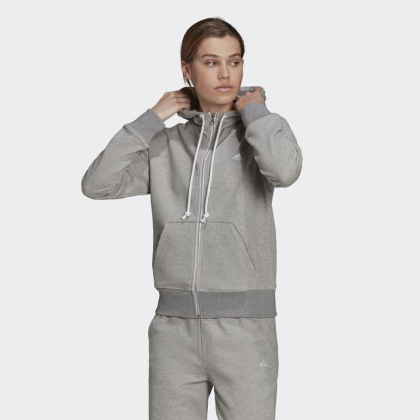 Sweat à Capuche Zippé Adidas Sportswear Stadium Gris Moyen