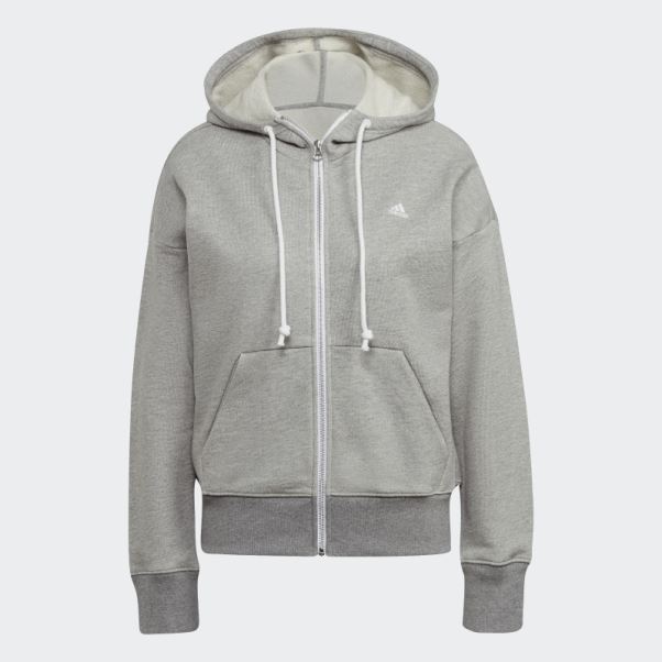 Sweat à Capuche Zippé Adidas Sportswear Stadium Gris Moyen