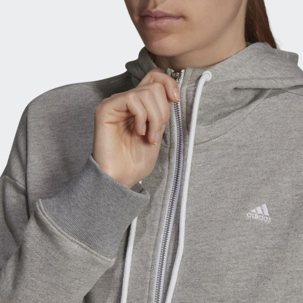 Sweat à Capuche Zippé Adidas Sportswear Stadium Gris Moyen