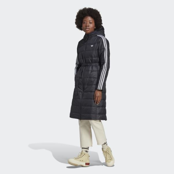 Veste Longue Slim à Capuche Premium Noir Adidas