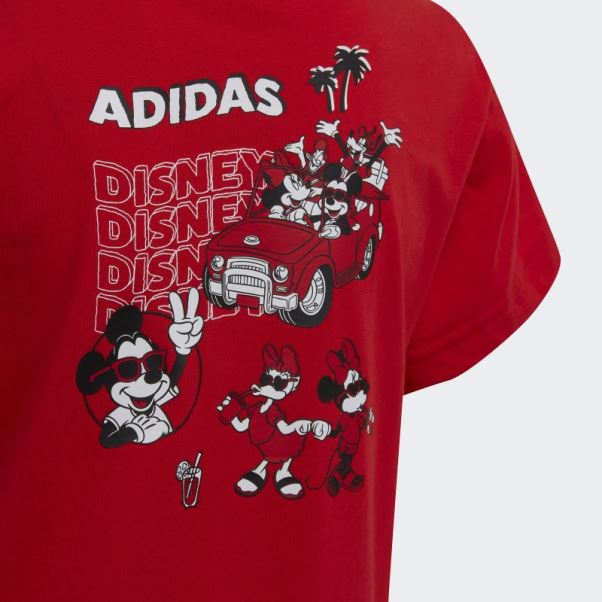 Tee Shirt Disney Mickey Et Ses Amis Rouge Adidas
