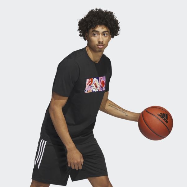 T-shirt Graphique Adidas Lil' Stripe Basketball Noir