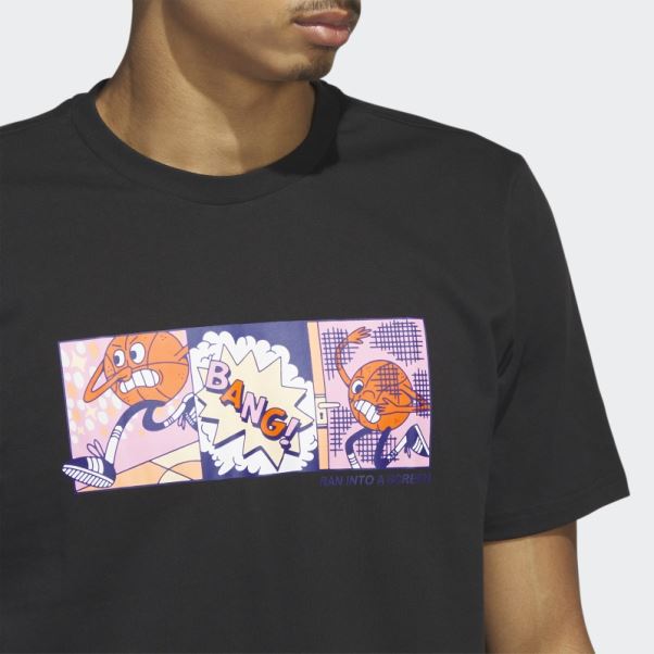 T-shirt Graphique Adidas Lil' Stripe Basketball Noir