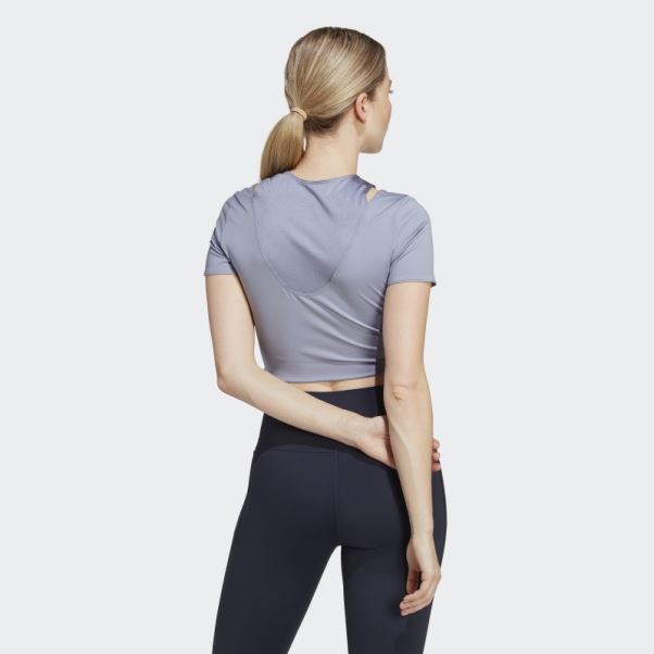 T-shirt D'entraînement Court Adidas Hiit Aeroready Violet Argenté