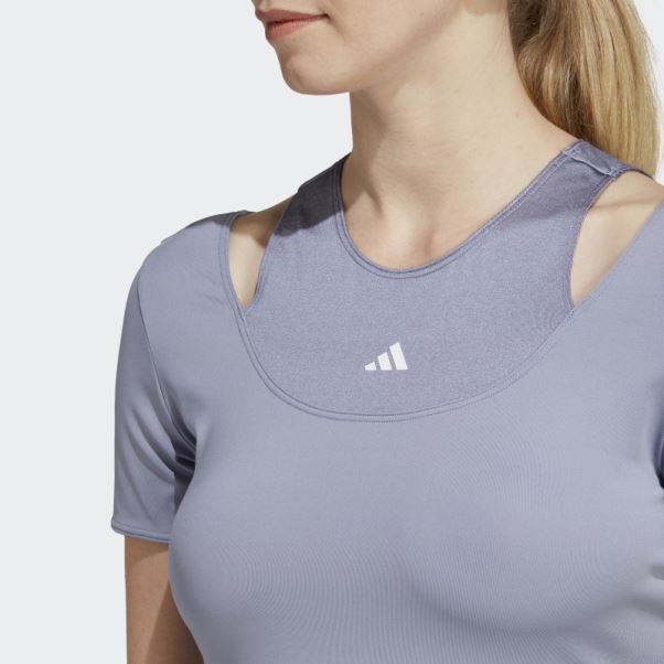 T-shirt D'entraînement Court Adidas Hiit Aeroready Violet Argenté