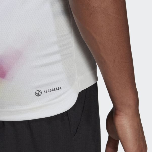 Tee Shirt Tennis Adidas Blanc
