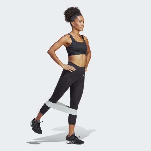Legging 3/4 Taille Haute Optime Poche Cachette Noir Adidas Fashion
