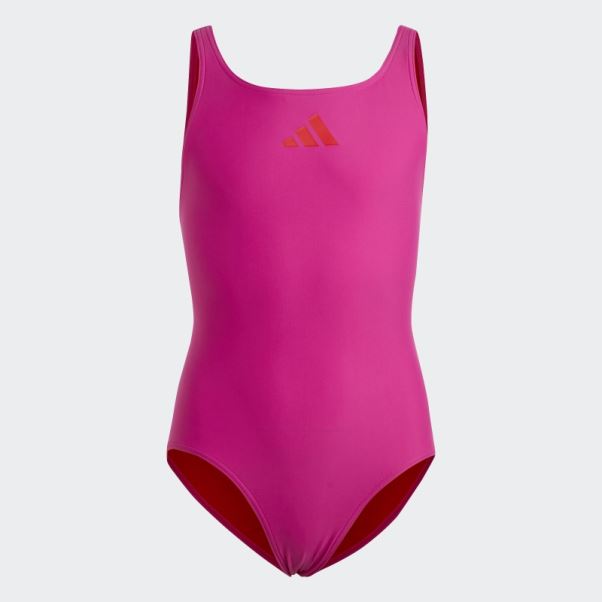 Maillot De Bain Fushia Uni à Petit Logo Adidas