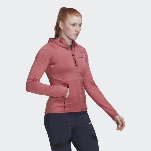Veste De Randonnée à Capuche Terrex Tech Flooce Light Adidas Rouge