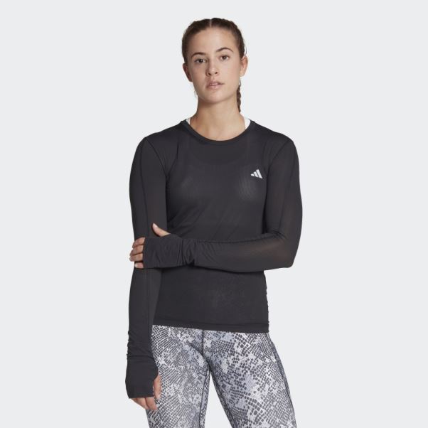 T-shirt à Manches Longues Adidas Fast Running Noir