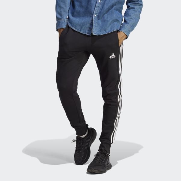 Pantalon Adidas Essentials French Terry Tapered Cuff 3-stripes Noir