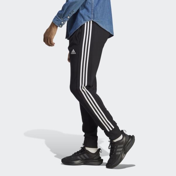 Adidas Essentials - Pantalon De Jogging En Molleton Fuselé à 3 Bandes - Noir