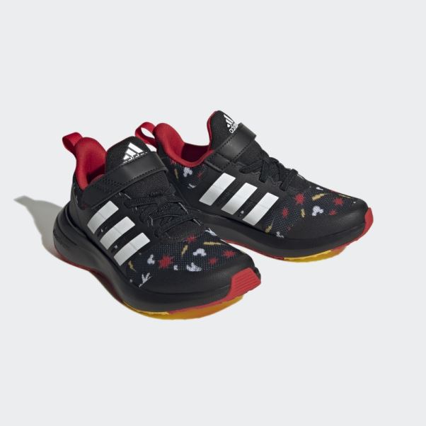 Adidas X Disney Fortarun 2.0 Mickey Cloudfoam Elastic Lace Top Strap Shoes Noir