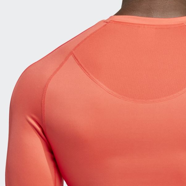 T-shirt à Manches Longues D'entraînement Techfit à 3 Bandes Rouge Adidas