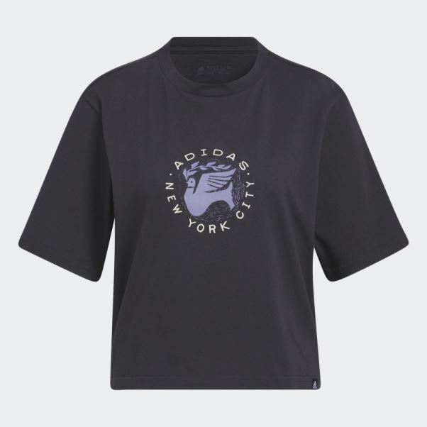 Carbone Chaud Adidas New York Pigeon Crop T-shirt Graphique