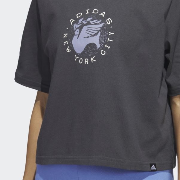 Carbone Chaud Adidas New York Pigeon Crop T-shirt Graphique